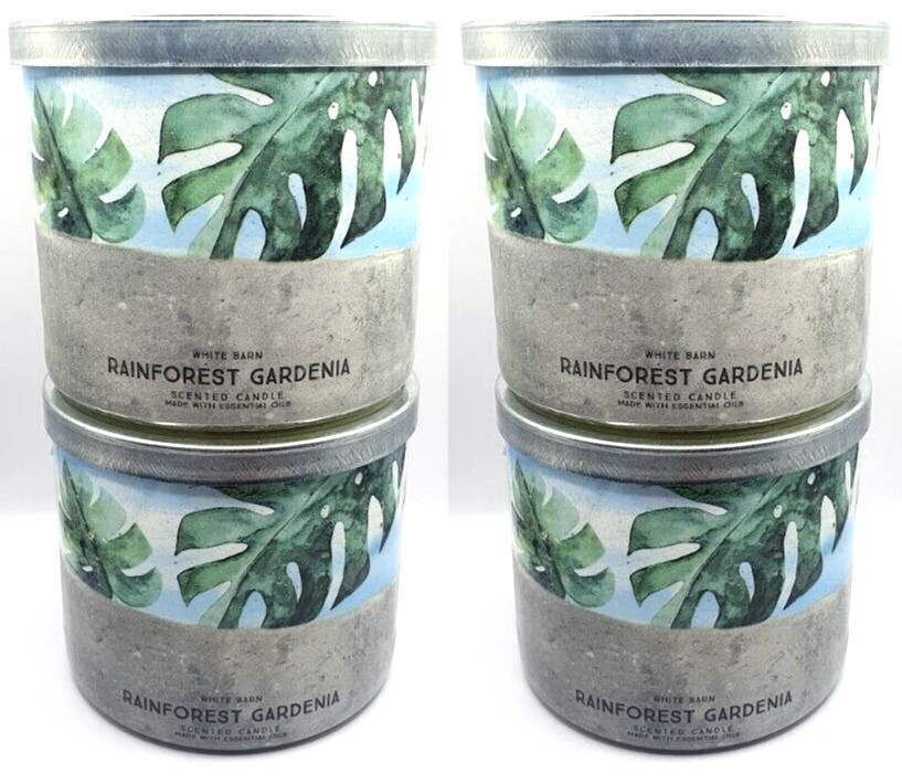 BATH AND BODY WORKS RAINFOREST GARDENIA 3-WICK SCENTED CANDLE 14.5 OZ (SET OF 4) gallery