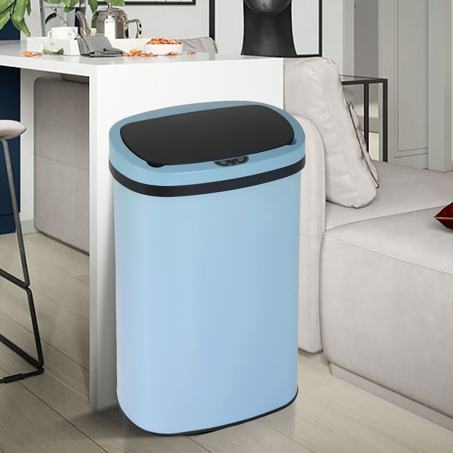 13 Gal/ 50 Liter Stainless Kitchen Trash Can w/ Lid Automatic Sensor Touch Blue gallery