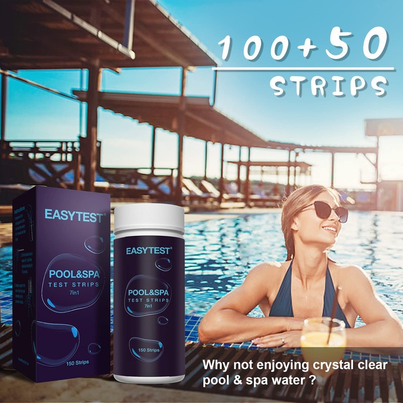 EASYTEST 7-Way Pool Test Strips, 150 Strips Water ^ 7 in 1 ^ gallery