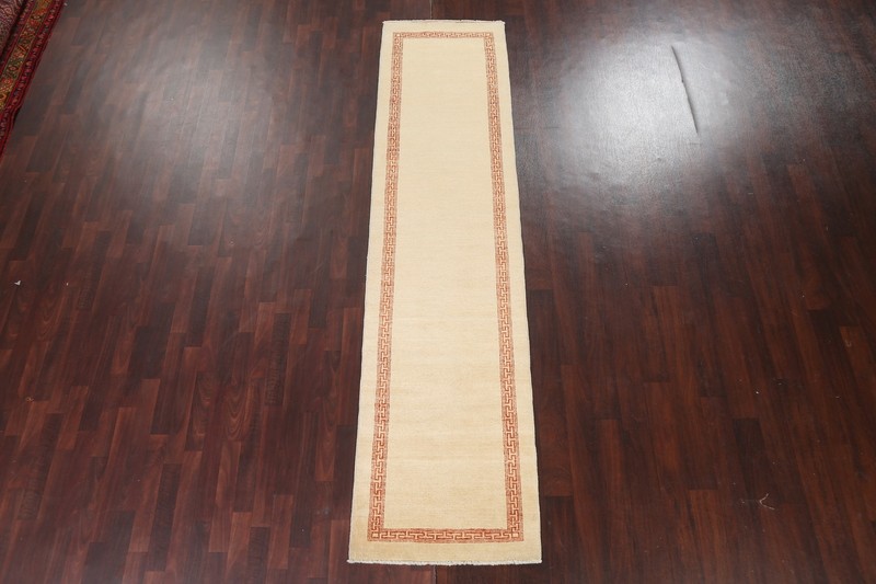 Bordered Gabbeh Modern Oriental Runner Rug Handmade Wool Carpet 2' 7" x 10' 6" gallery