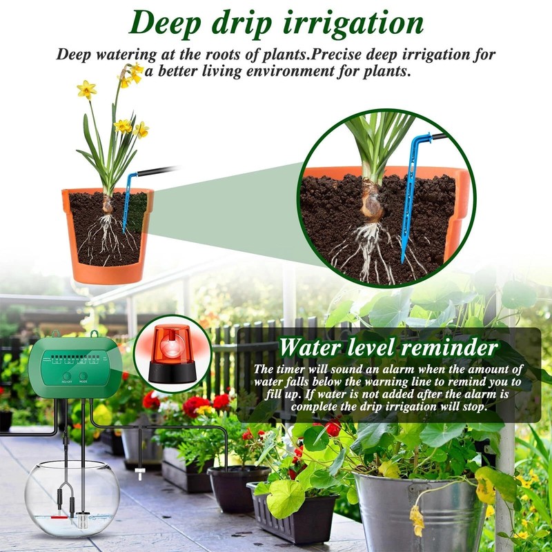 50FT Solar Automatic Drip Irrigation System Kit Plant Watering Timer Garden gallery