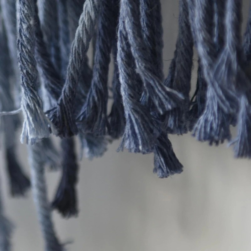 IOWER Macrame Wall Hanging Large Blue Dip Dyed Fiber Art Tapestry, 57" W x 39" L gallery