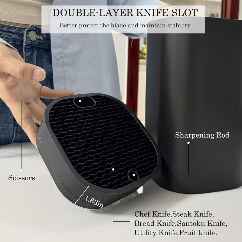 Knife Block without Knives,Universal Square Knife Holder,Kitchen Knife Storage O gallery