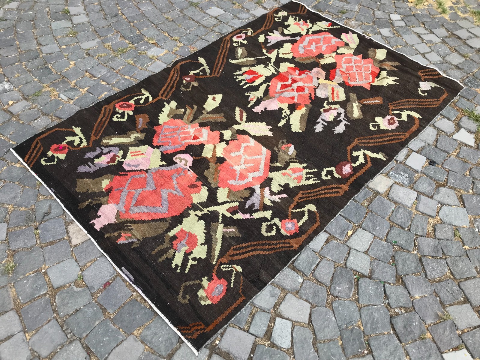 Bohemian Area Rug Handmade Wool Rug Handwoven kilim, Ethnic rug, 4,3 x 6,8 ft gallery
