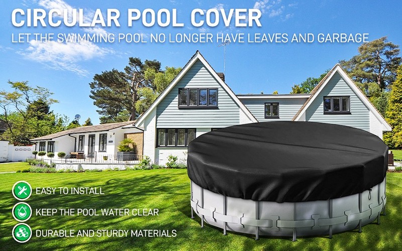 18 Ft round Pool Cover with Reflective Strips, Swimming Pool Cover for above Gro gallery