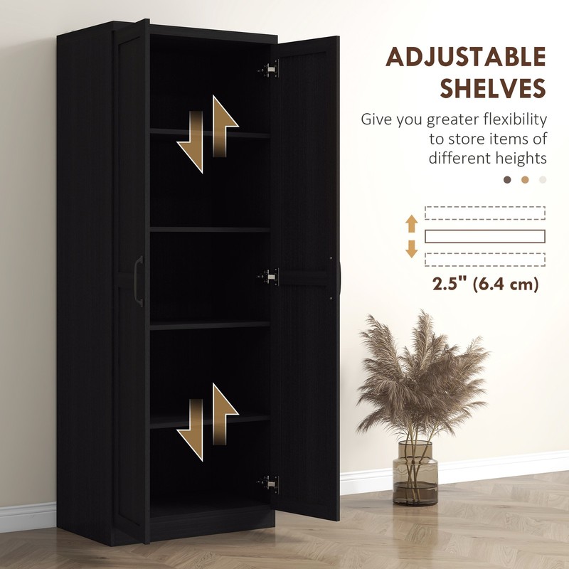 63" Rustic 2-Door Kitchen Freestanding Storage Cabinet Pantry Shelves, Brown gallery