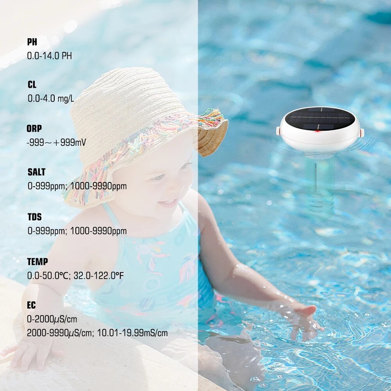 WiFi Chlorine Meter Solar Floating CL PH EC TDS ORP Water Quality Monitor Tester gallery