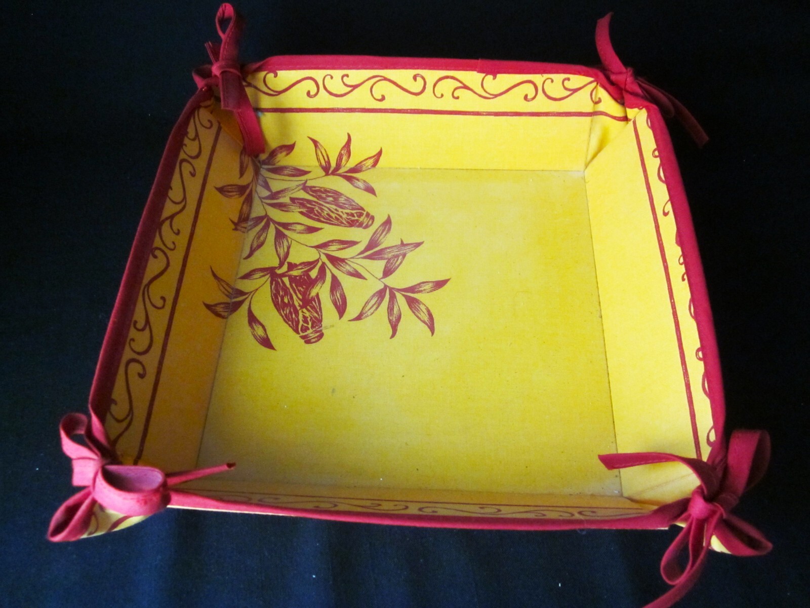French Provencal Cotton Blend Bread Basket, Fabric Made in France gallery