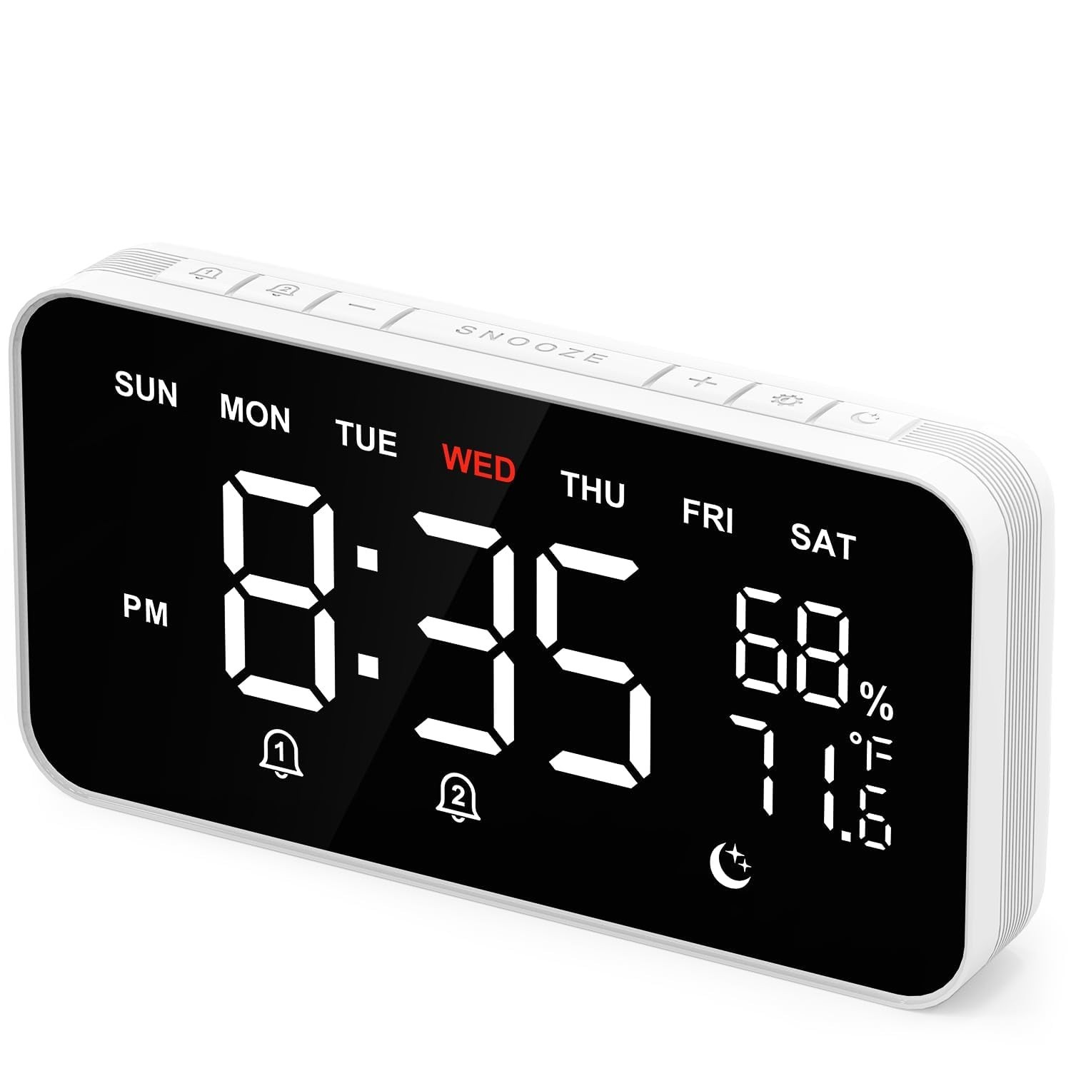Digital Alarm Clock for Heavy Sleepers, Dual Alarms, Temp & Humidity, Large Disp gallery