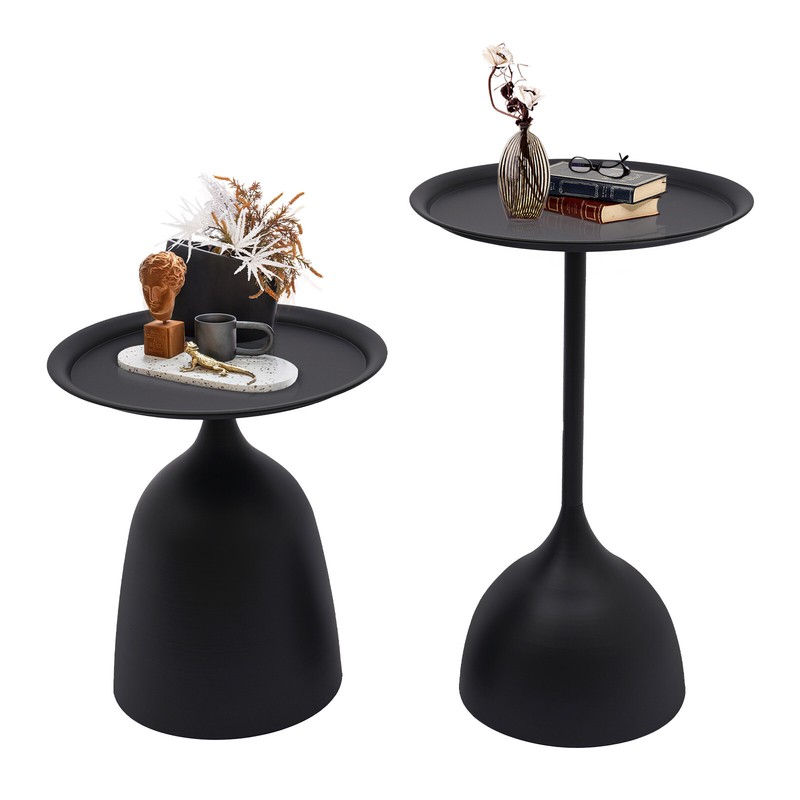 2Pcs Round Side Tables Modern Iron Sofa Coffee End Desks For Living Room Bedroom gallery