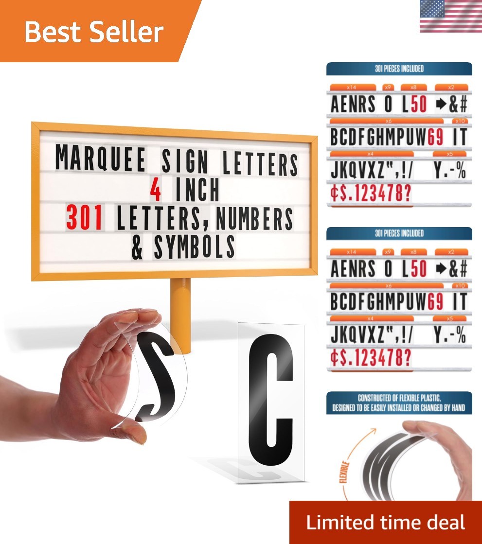 Customizable 301-Piece Sign Letter Set – 4" Black Letters & Red Numbers Included gallery