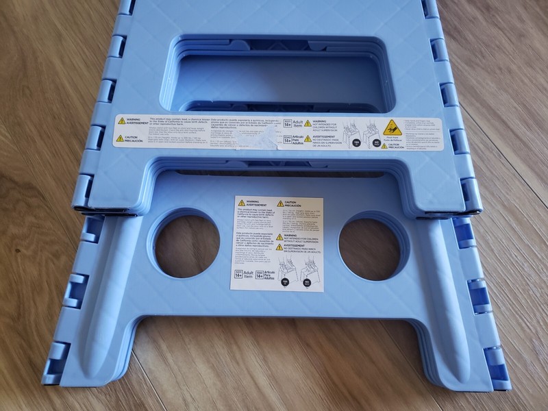 StoreSmith 9" & 13" Tall Plastic Folding Foldable Step Stools Blue 2 Piece Set gallery