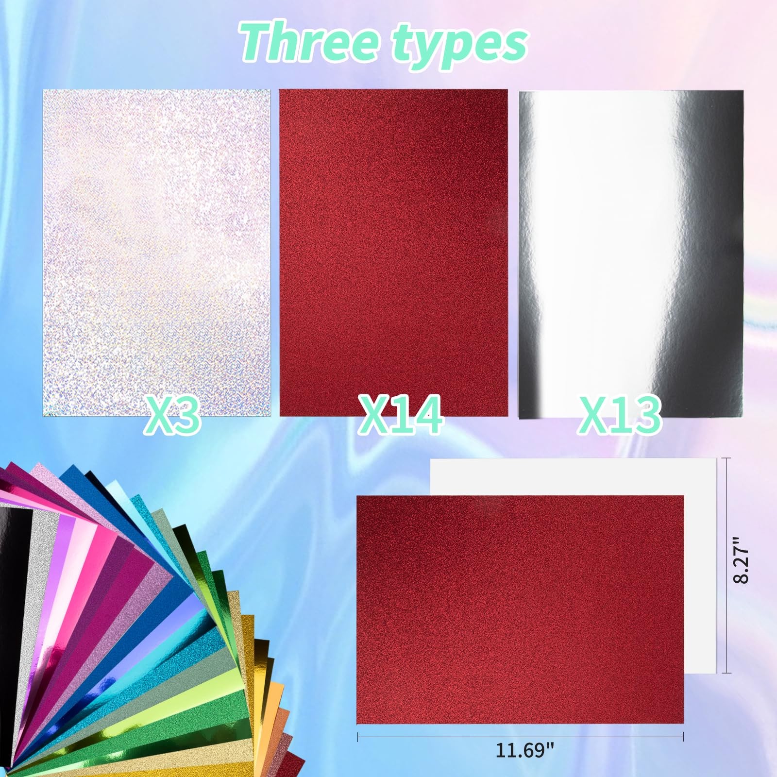 30 Pack Metallic Glitter Cardstock Paper 8 inches x 12 inches, various gallery