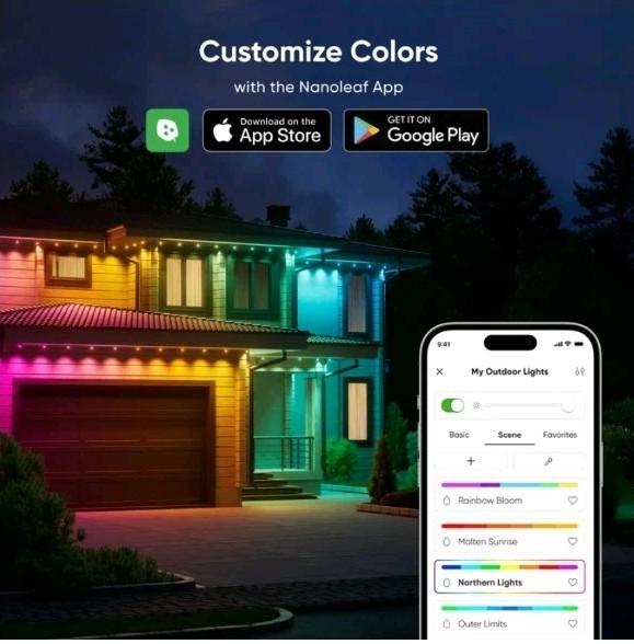 New Nanoleaf Smart Multicolor Permanent Outdoor Lights Smarter Starter Kit 100ft gallery