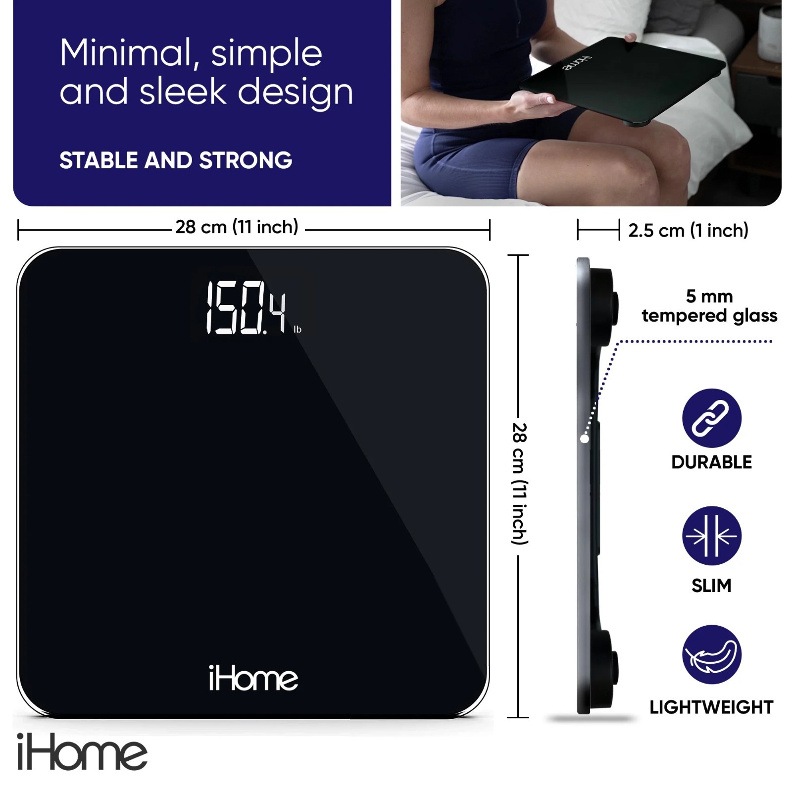 iHome Digital Bathroom Scale 397 lb with Fit, Personal Coach App. gallery