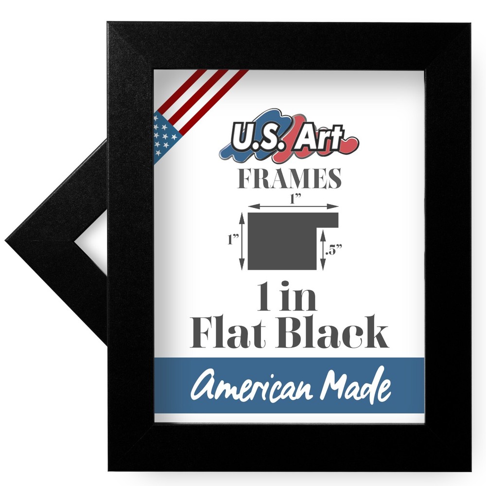 US Art Frames 1" Flat Black MDF Wall Decor Picture Poster Frame, CS2