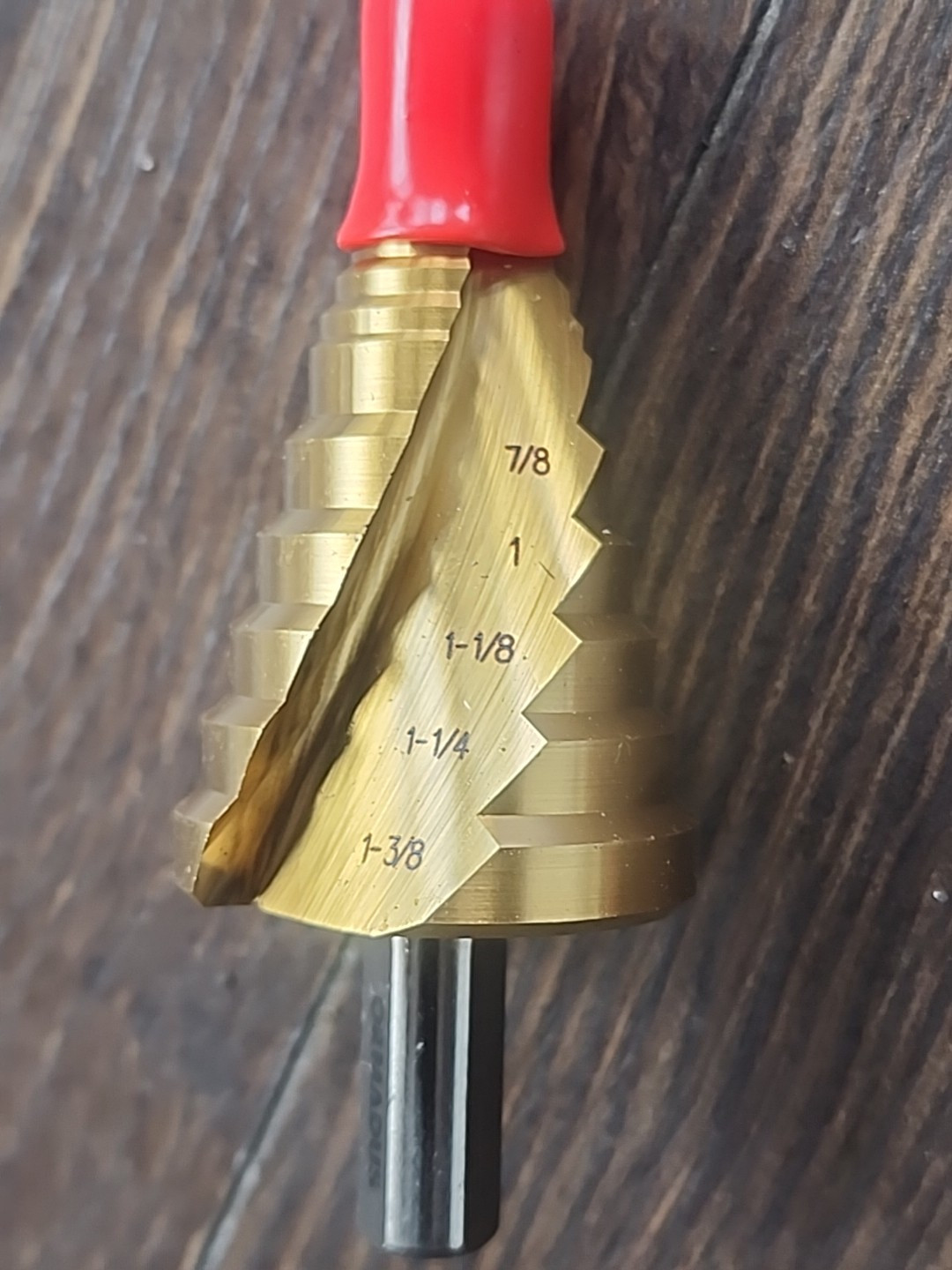 ORMADUS Three Flat Shank TiN Coated Spiral Flute Step Drill Bit ⅞"-1⅜" gallery