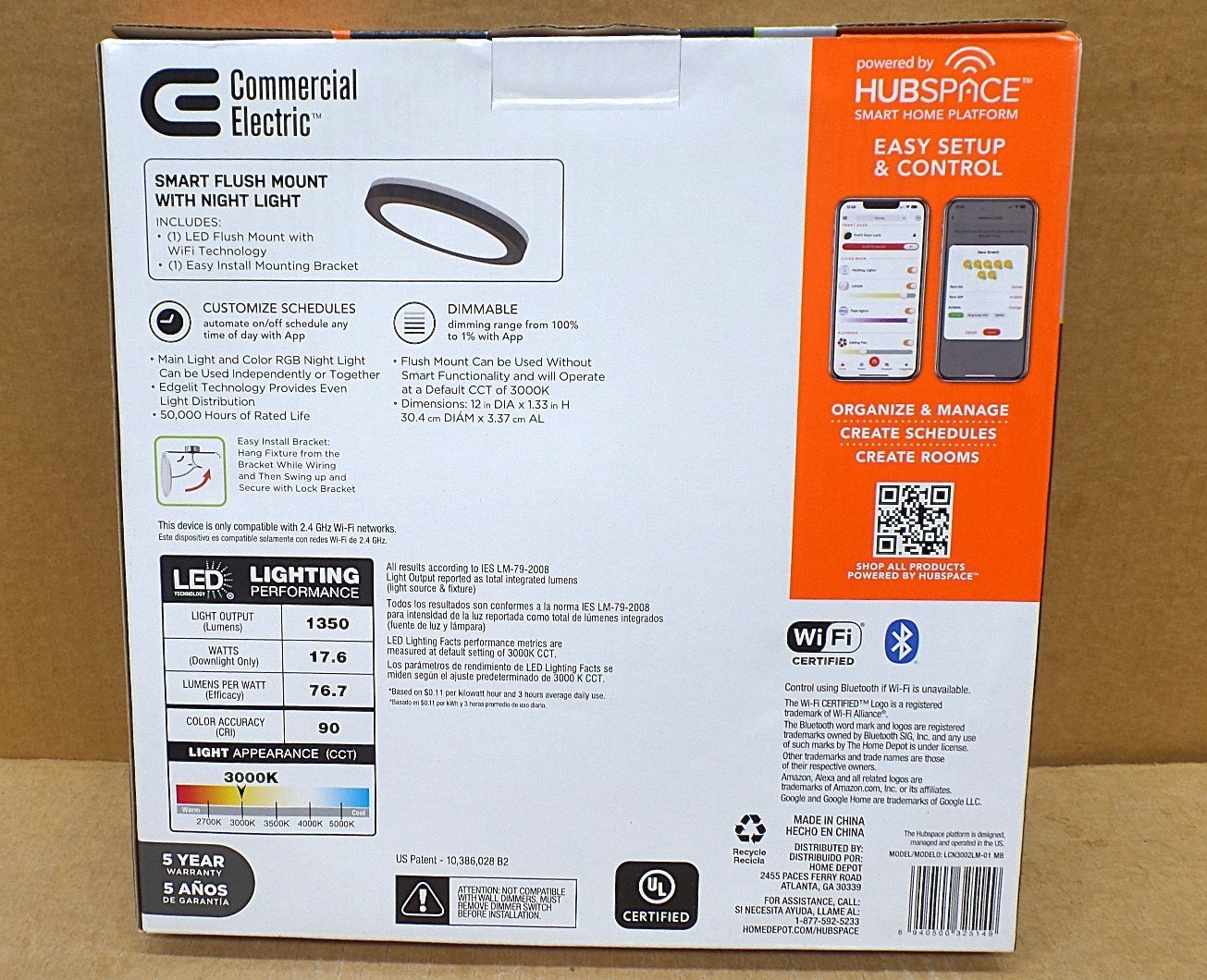 COMMERCIAL ELECTRIC 12" HUBSPACE SMART CCT RGB SELECTABLE LED FLUSH MOUNT BLACK gallery