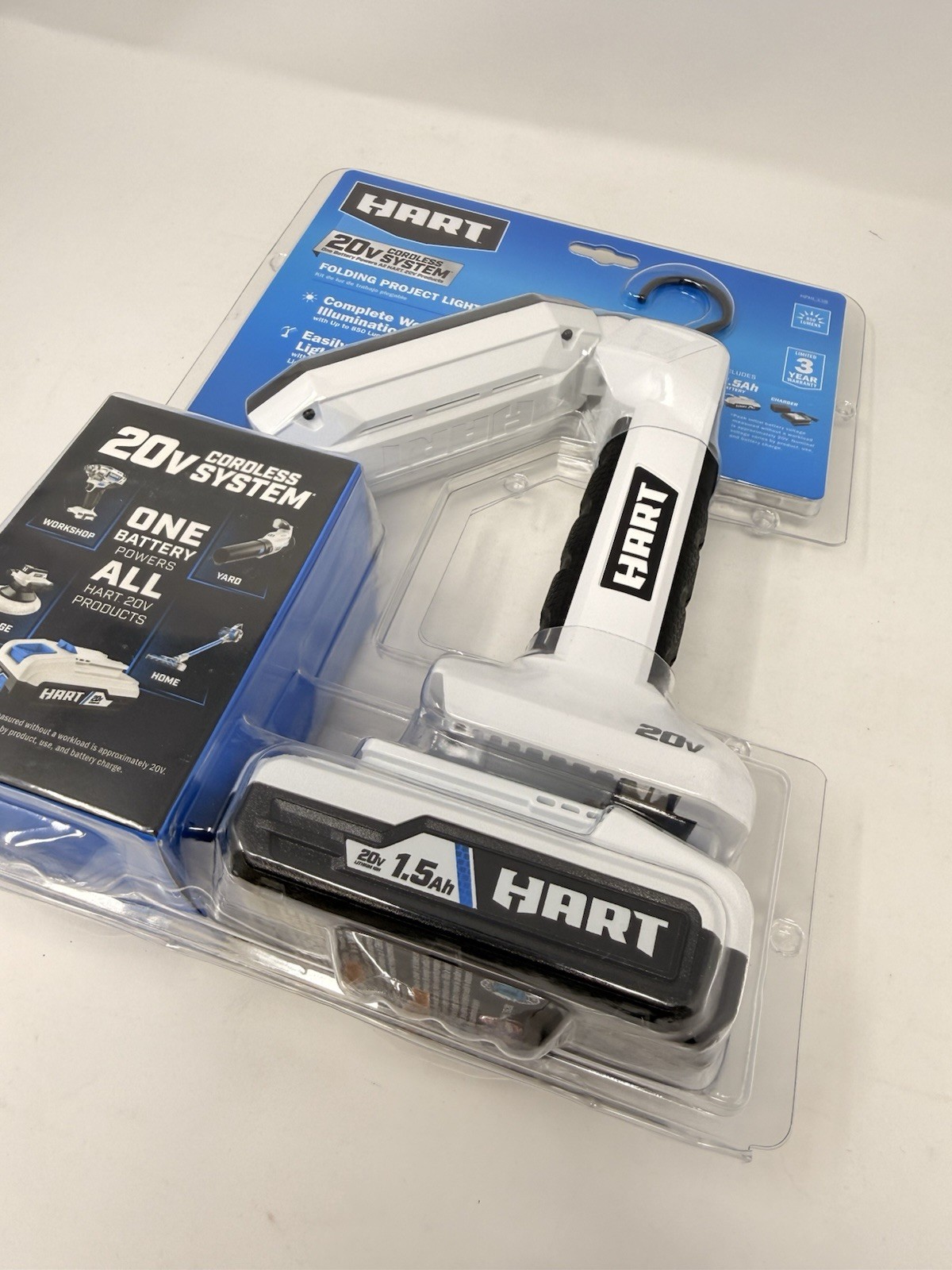 HART 20V Cordless Folding Project Light Kit W/ Battery + Charger *BRAND NEW* gallery