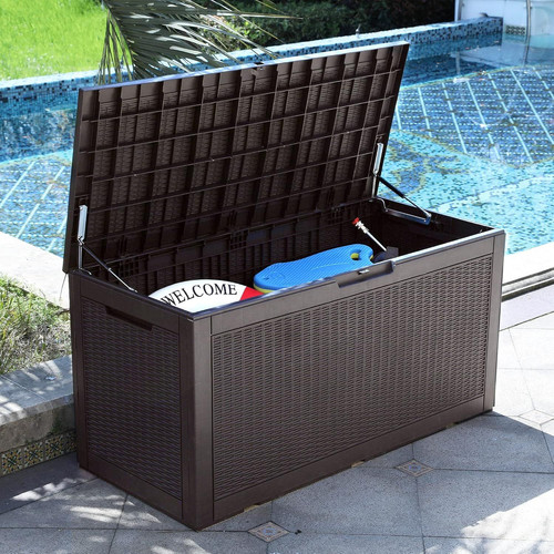 100 Gallon Large Deck Box, Outdoor Resin Storage Boxes for Patio Furniture, Outd gallery