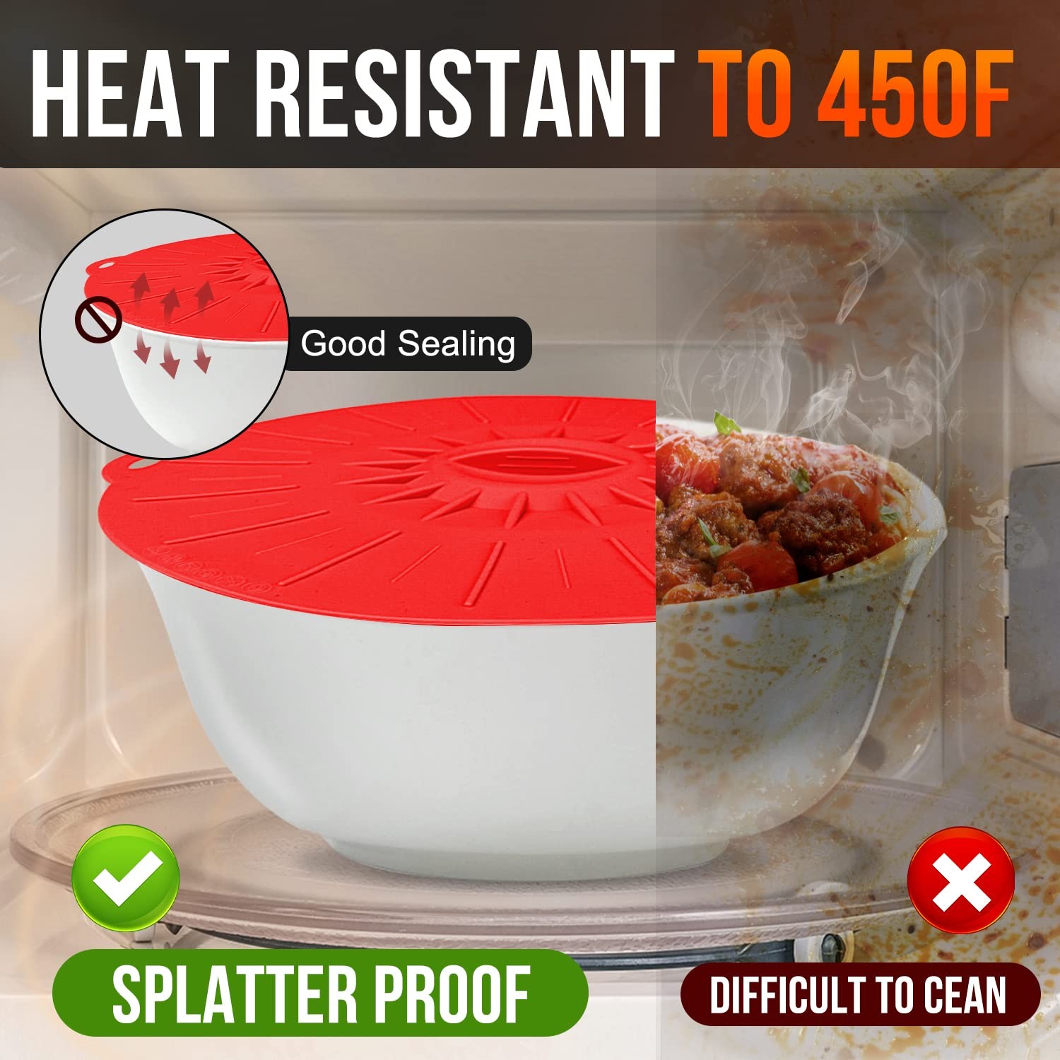 Silicone Lids 5-Pack - Heat Resistant Suction Covers for Food Storage gallery