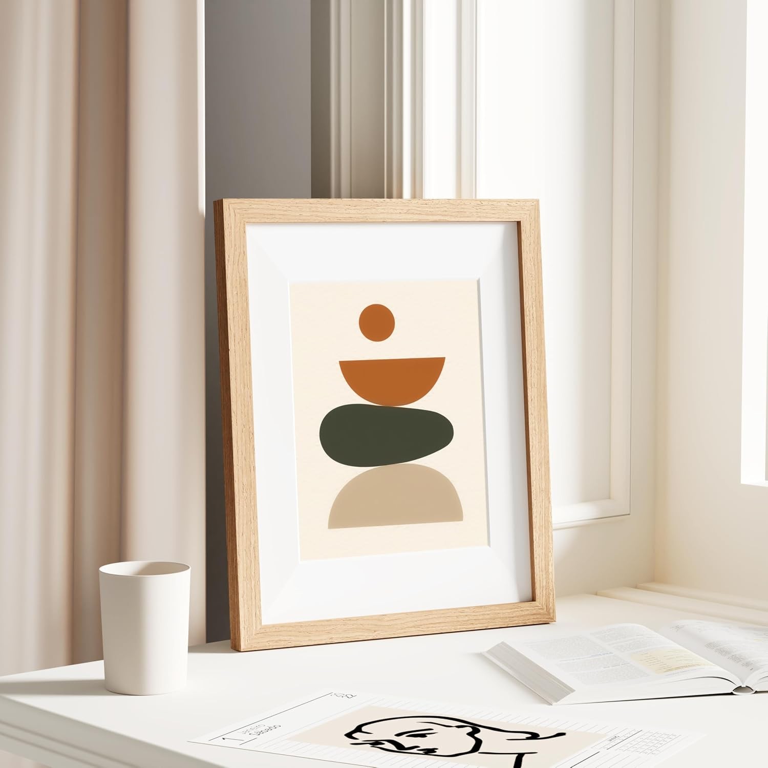 11x14 Picture Frame, Solid Wood Frame with Plexiglass, Includes 8x10 Mat, Wall gallery
