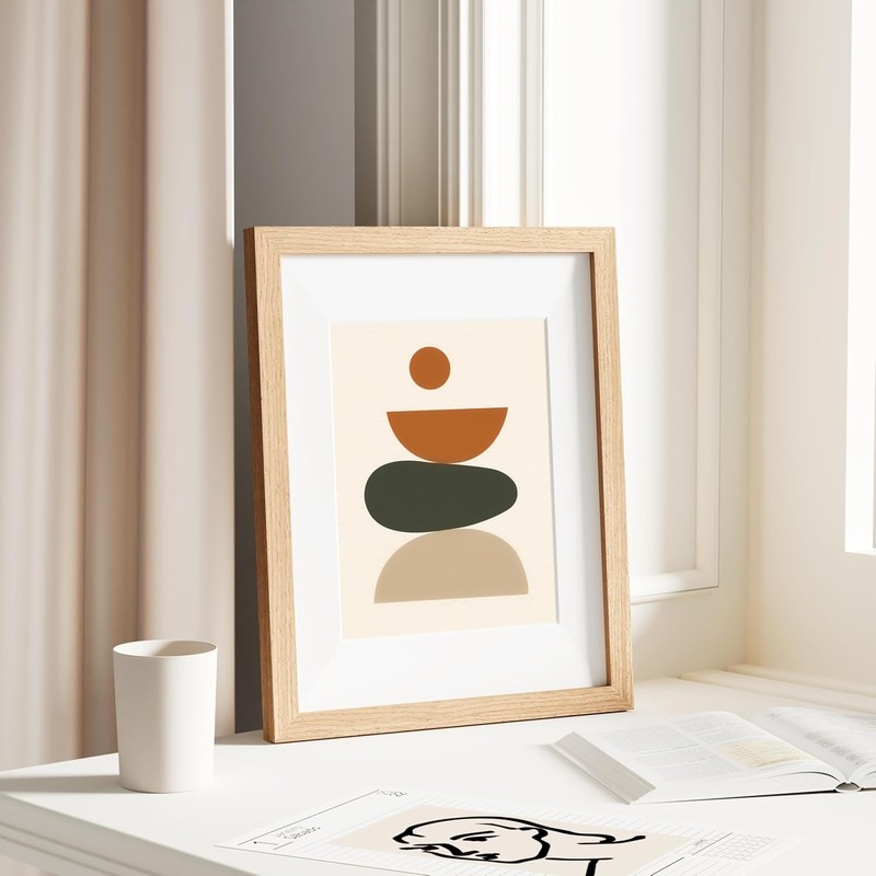 11x14 Picture Frame, Solid Wood Frame with Plexiglass, Includes 8x10 Mat, Wall gallery