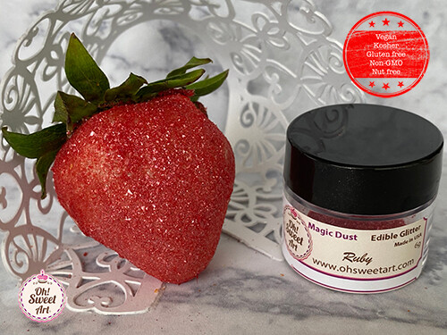 Edible Glitter dust RUBY ( 6 grams ) Magic dust , Kosher, Gluten free FDA gallery