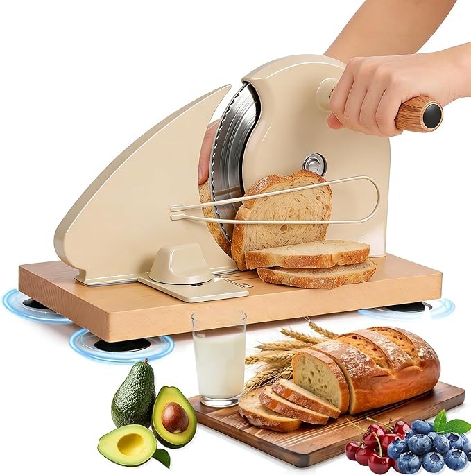 Manual Bread Slicer W/ Metal Guide & Stainless Steel Blade Adjustable Thickness gallery