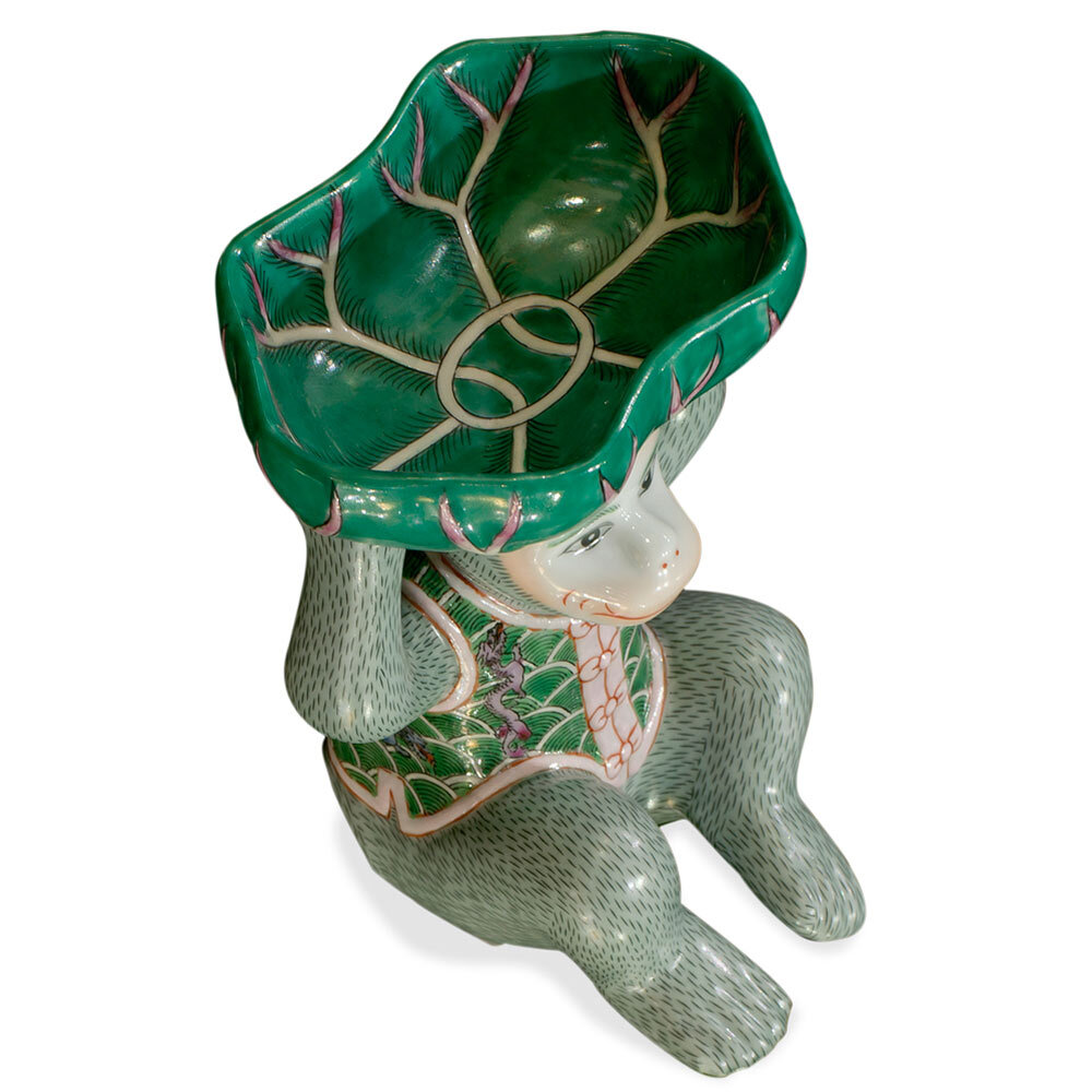 US Seller - Porcelain Monkey Chinese Figurine With Lotus Soap Dish gallery