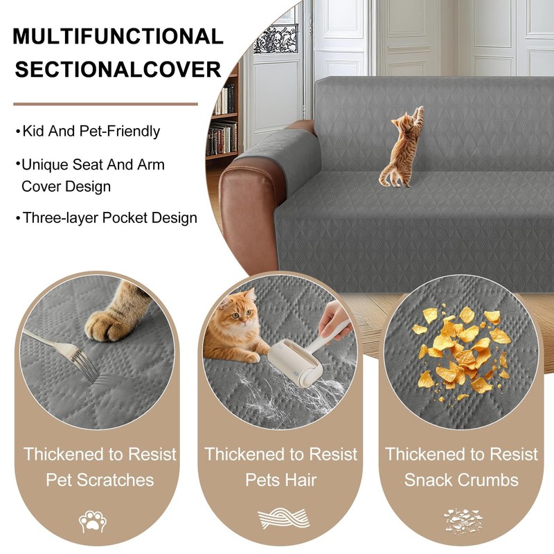 Corner Sectional Couch Covers L Shape Sofa Covers Washable Reversible Couch C... gallery
