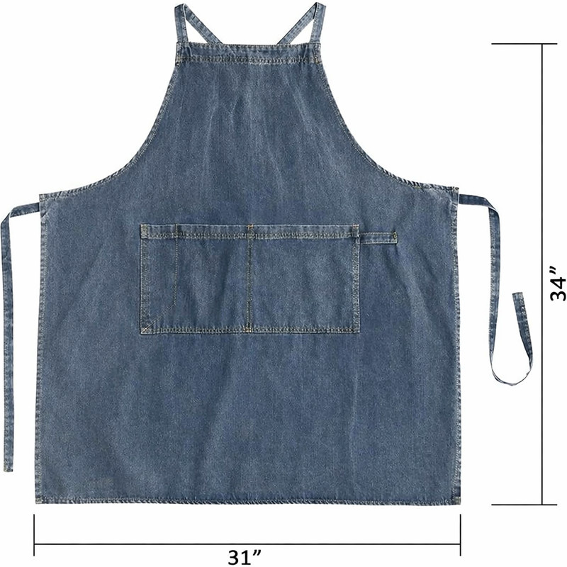 Adjustable Cross Back Denim Apron w/ Pockets Kitchen Cooking Work Gardening gallery