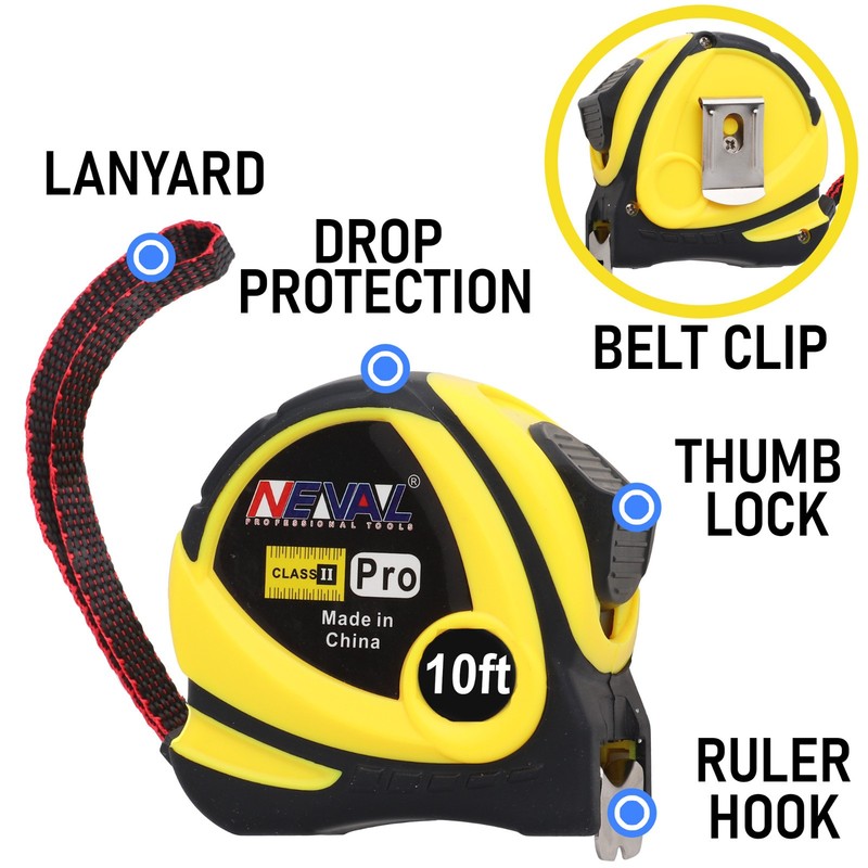 12-Pack Bulk Tape Measure 10ft Self-Locking Easy Read Retractable with Fractions gallery