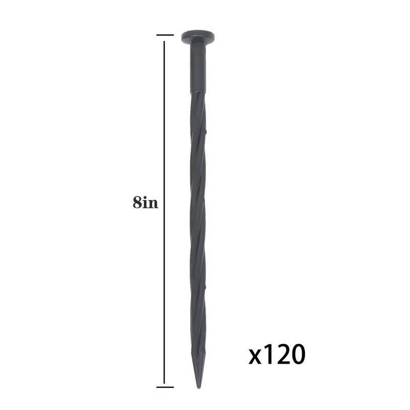 120 Pack 8 Inch Plastic Edging Nails Spiral Landscape Anchoring Spikes Balck gallery