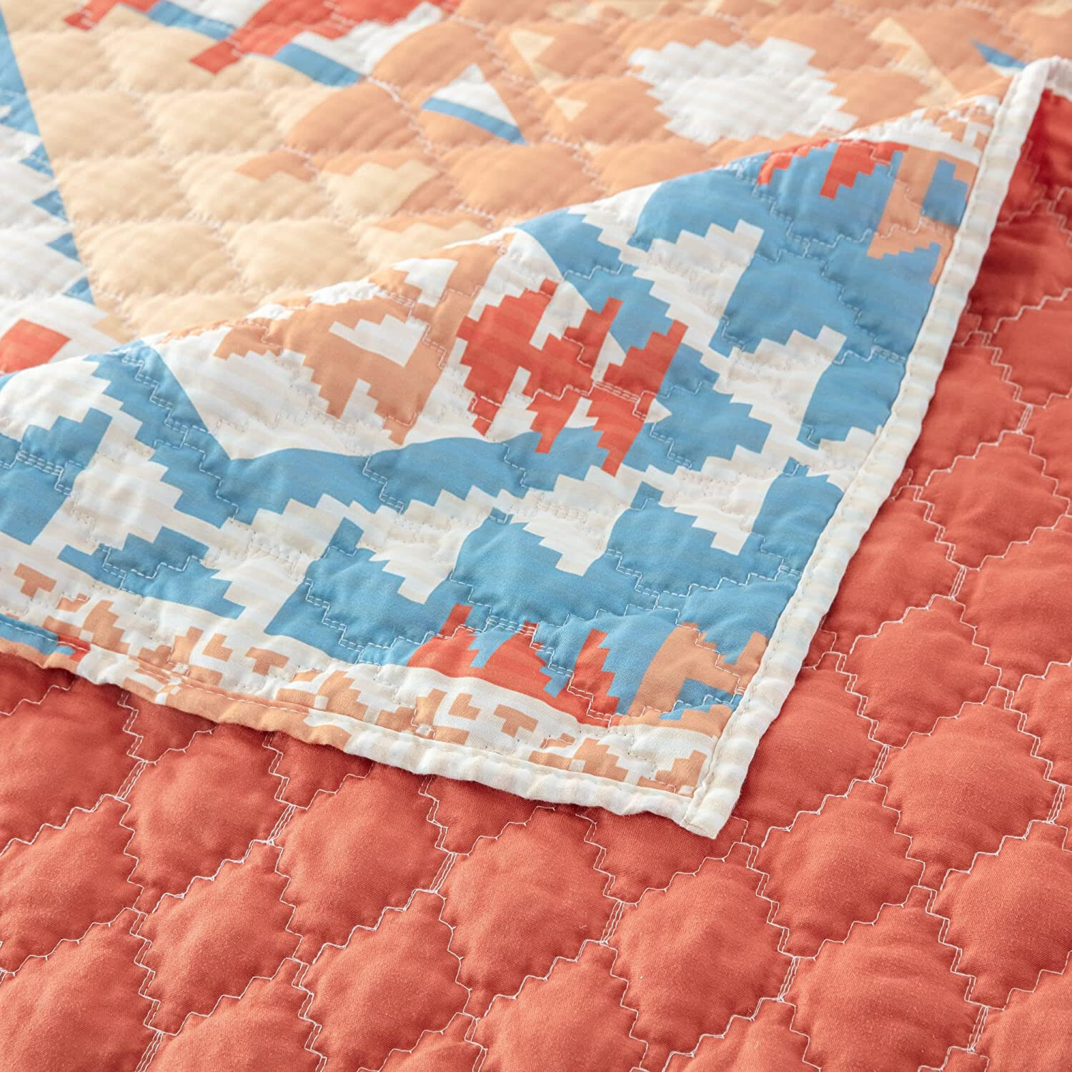 SOUTHWEST HORIZON 3pc King QUILT SET : SOUTHWESTERN NATIVE ORANGE TURQUOISE gallery