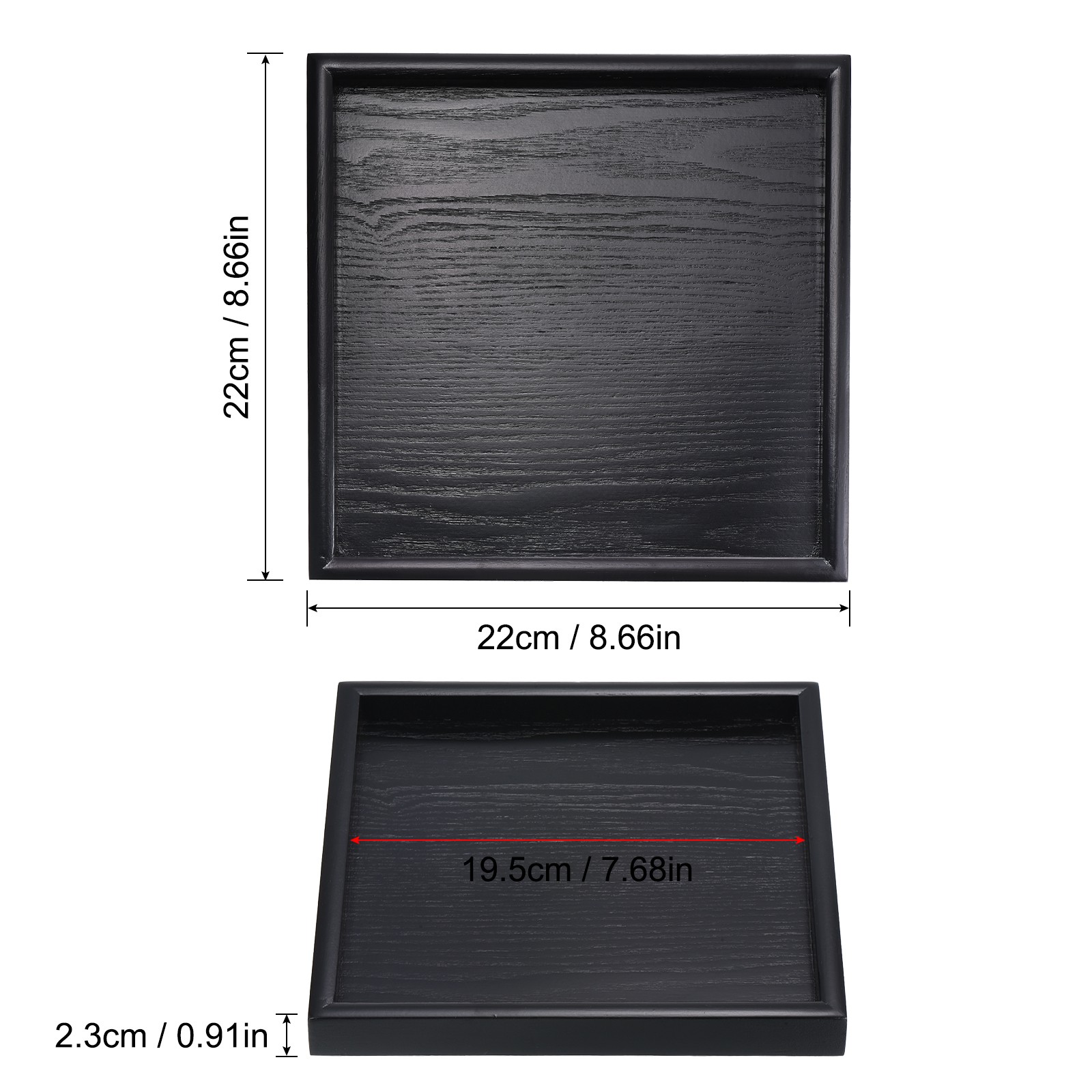 9" Wood Serving Tray Square Decorative Platter Home Kitchen Table Black gallery
