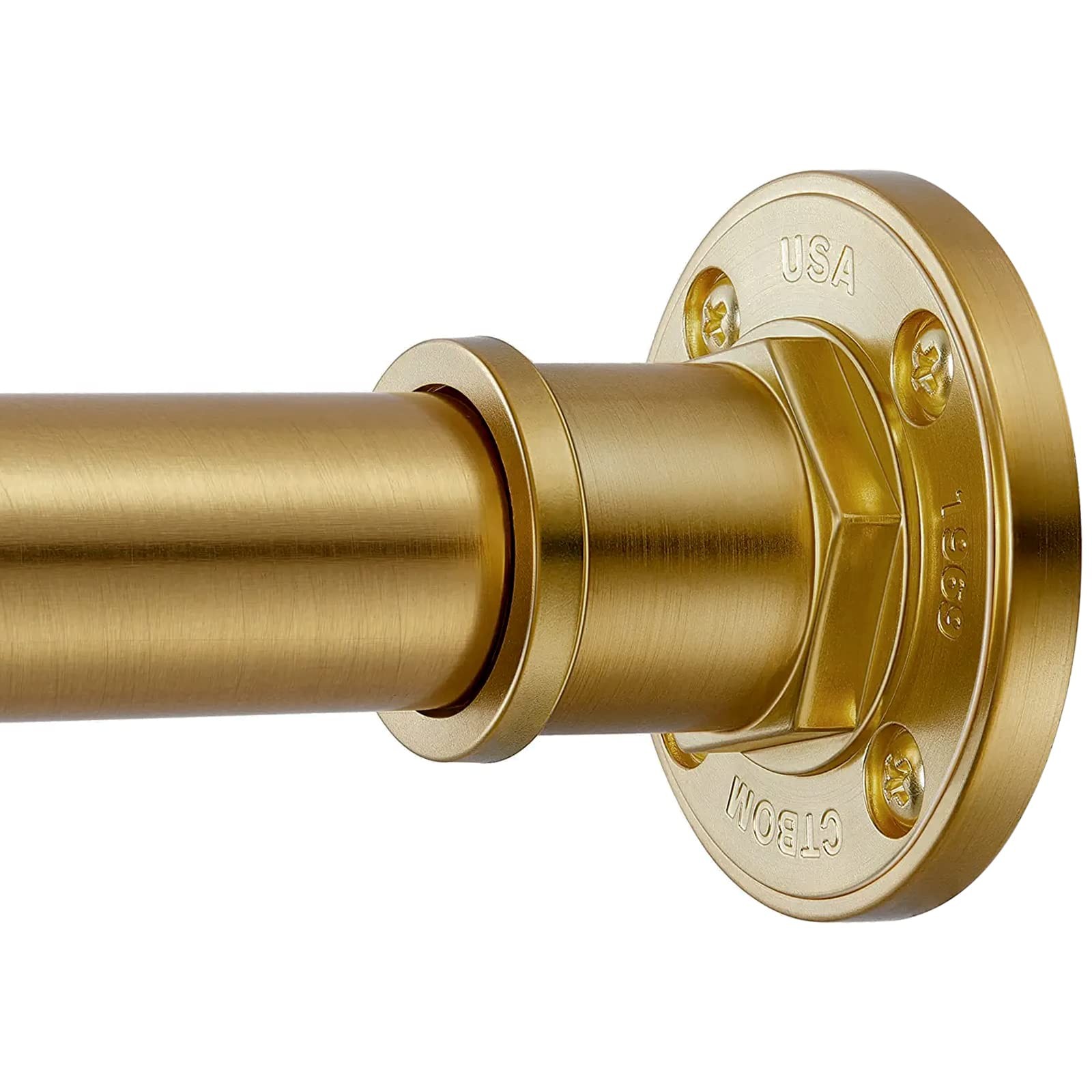BRIOFOX Industrial Shower Curtain Rod - 2-in-1 Design 43-72 Inches, Gold gallery