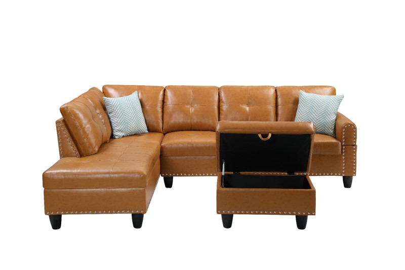 98" Wide L-Shaped Sectional Sofa Set Chaise Living Room Couch Storage Ottoman gallery