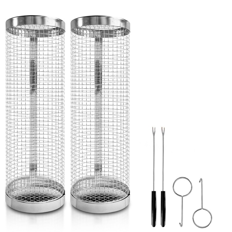 2 Pack Rolling Grilling Baskets Stainless Steel BBQ Gifts Outdoor Camping gallery