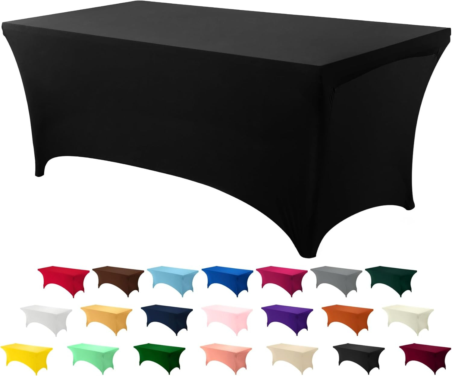 Spandex Tablecloth 2 Pack [6FT, Black] Tight, Fitted, Washable and Wrinkle Resis gallery
