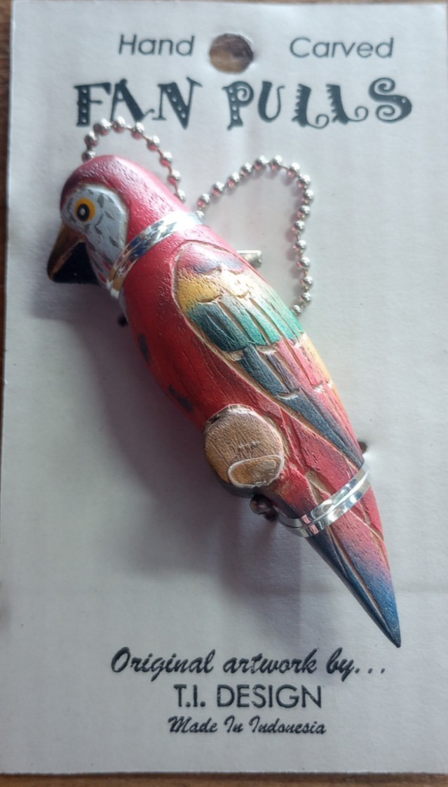 Ceiling Fan Chain Pull Ornament Decorative Hand Carved Parrot Painted gallery