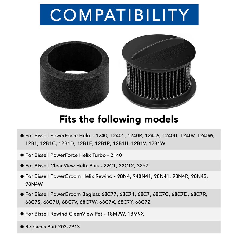 Filter for Bissell Power Force Helix Turbo Vacuum 32R9 68C7 203-7913 2037913 gallery
