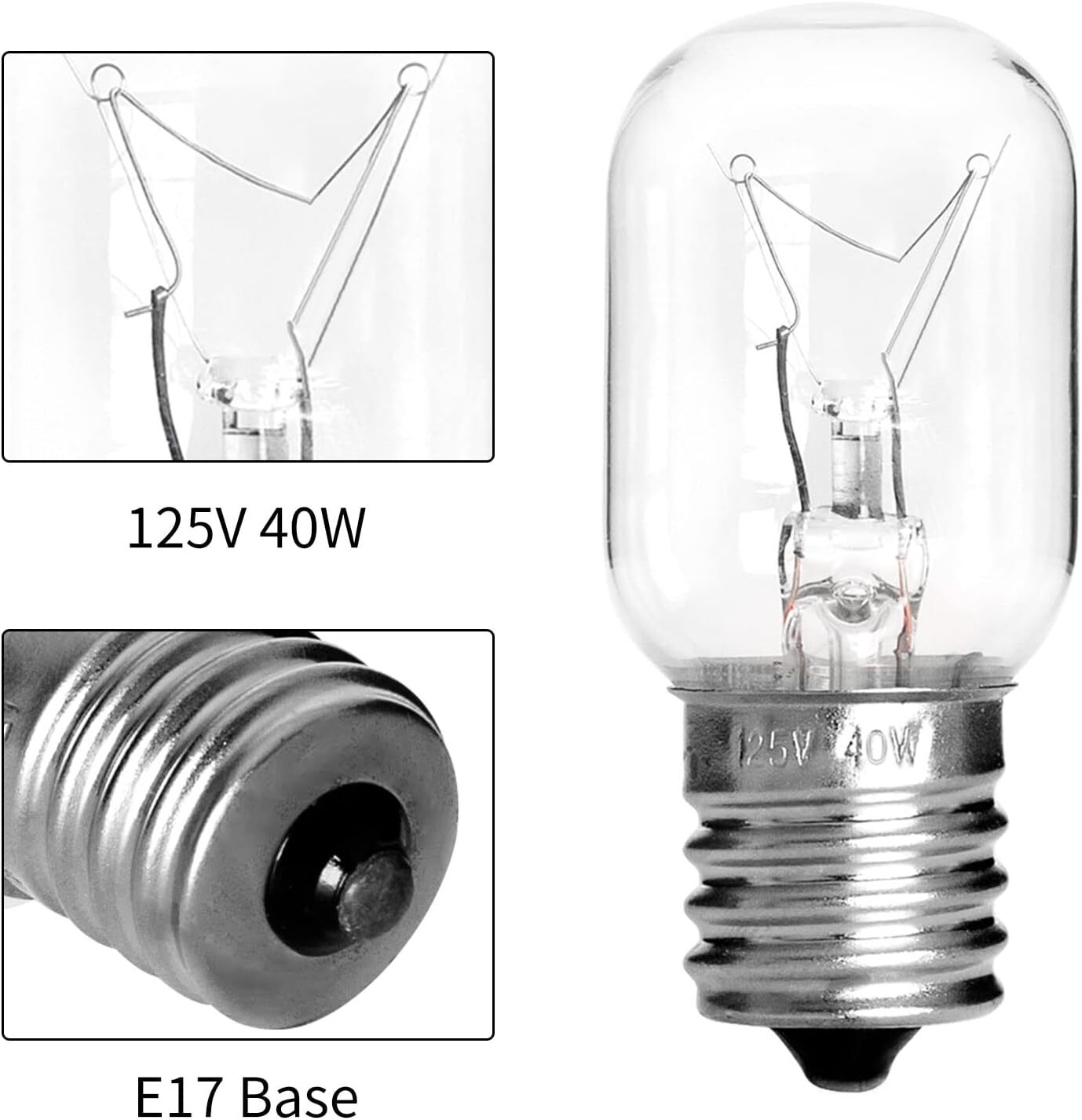 2Pack 8206232A for Whirlpool Microwave Light Bulb Kei 125V 40W Microwave Bulb gallery