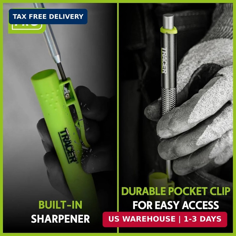 Tracer Pro Aluminum Deep Hole Construction Pencil - Durable Mechanical Carpenter gallery