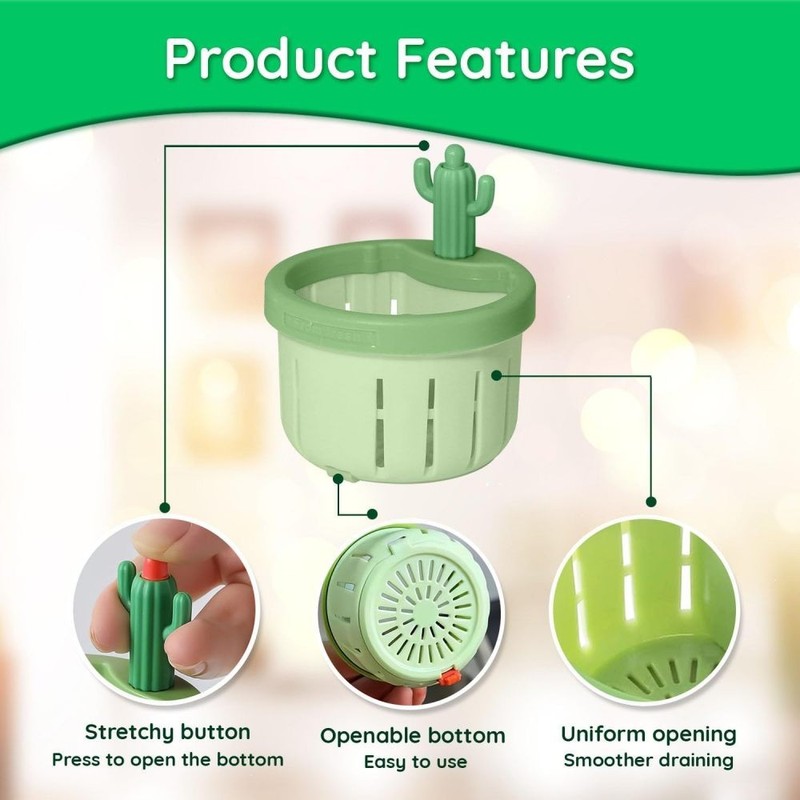 Cactus Kitchen Sink Drain Strainer Filter Self-Cleaning Automatic Dumping Basket gallery