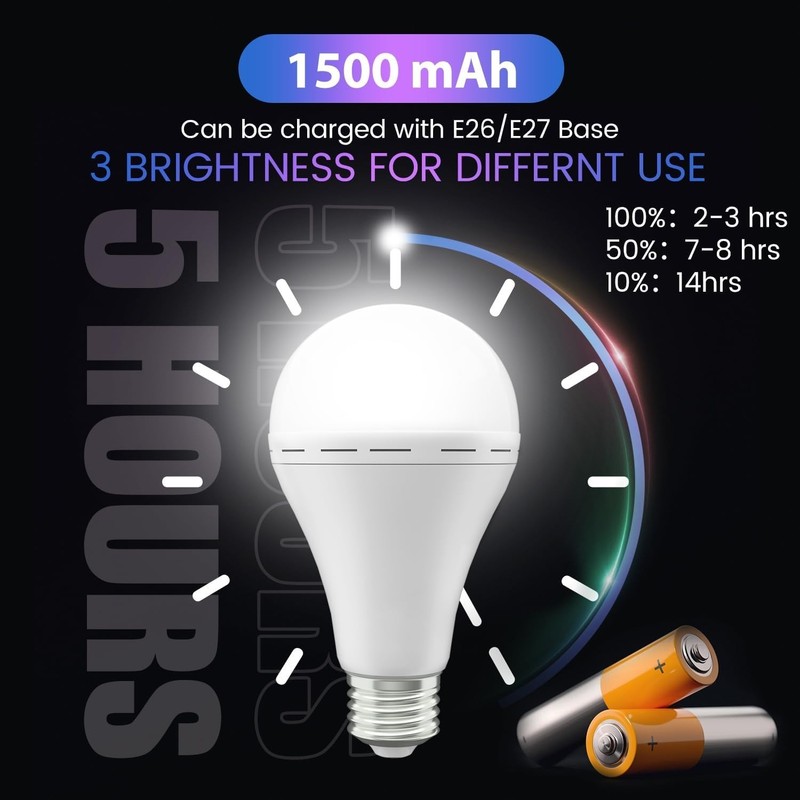 10Pack Emergency-Rechargeable-Light-Bulb, 1200mAh LED Light for Home,Camping gallery