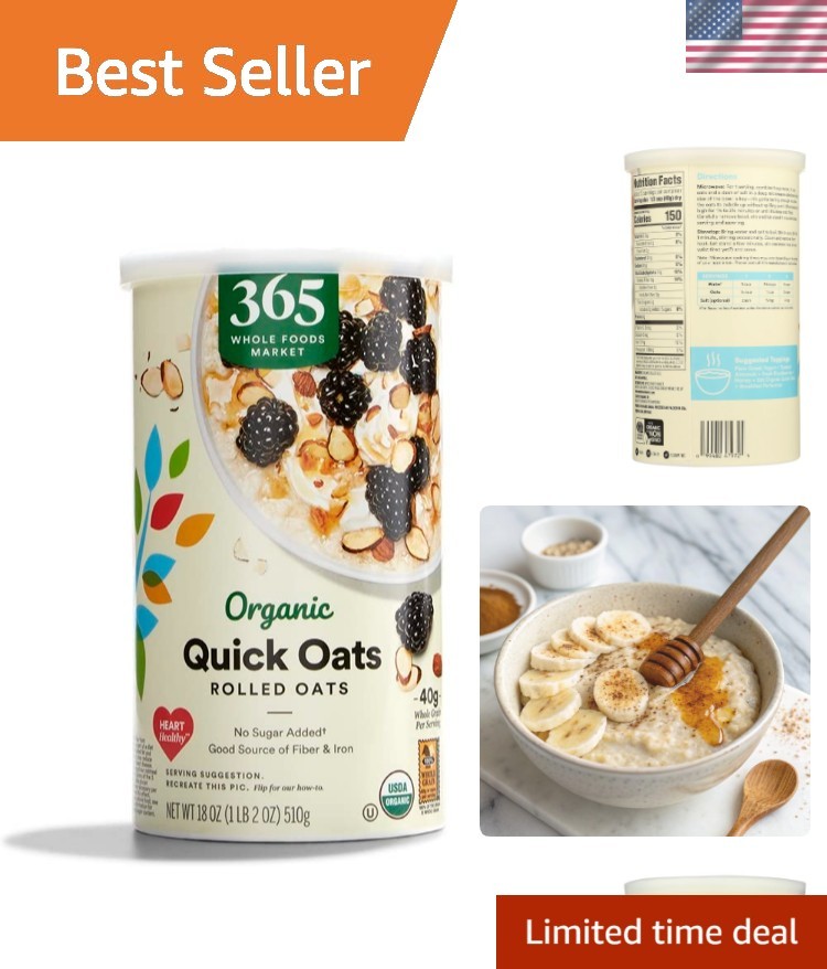 Organic Rolled Quick Oats, 18 Ounce