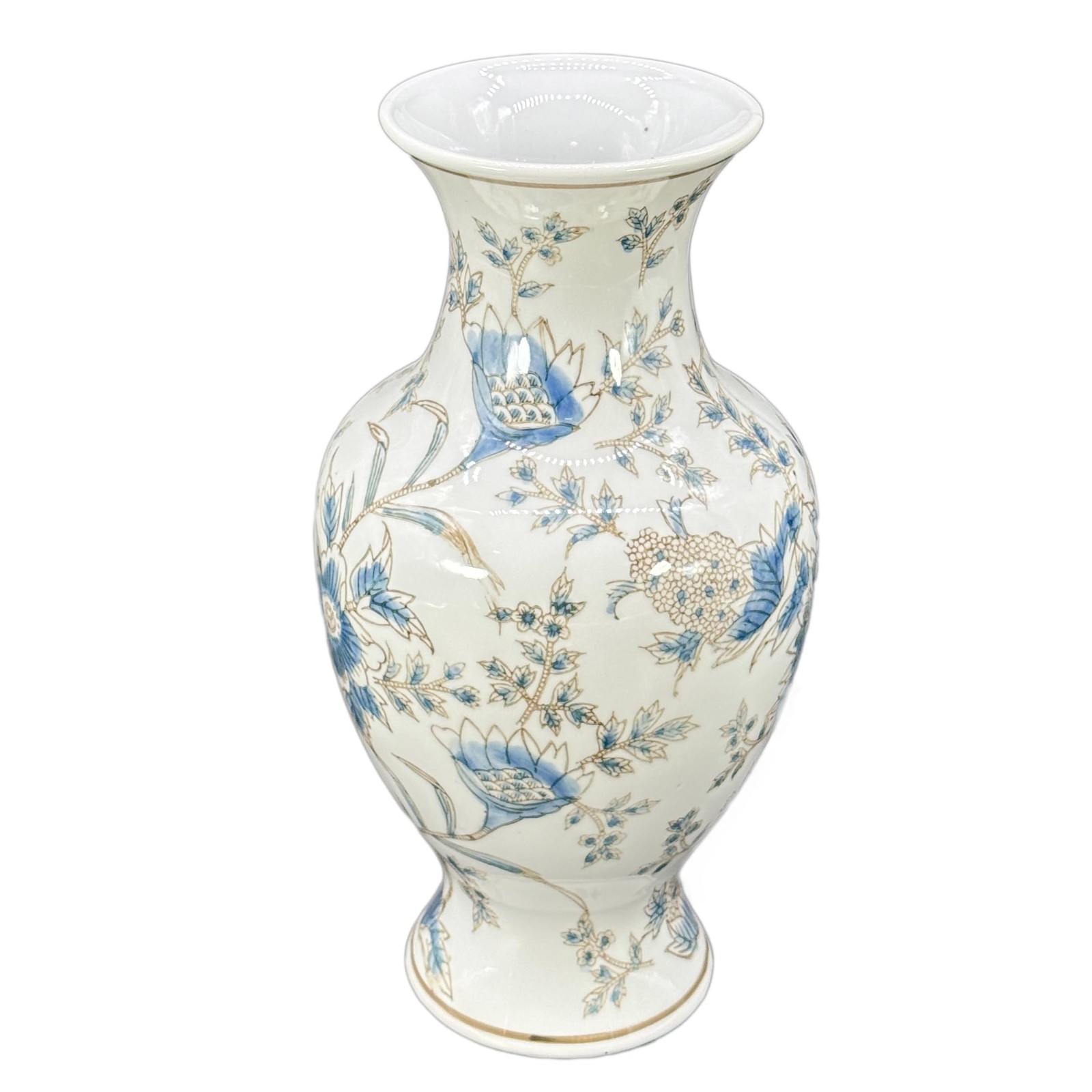 14” Hand Painted Chinoiserie Ceramic Vase – Antique Style Porcelain Flower Bo... gallery