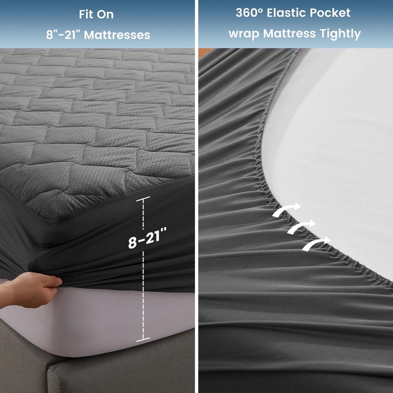 SLEEP ZONE Waterproof Mattress Protector Pad King Machine Washable, Breathabl... gallery