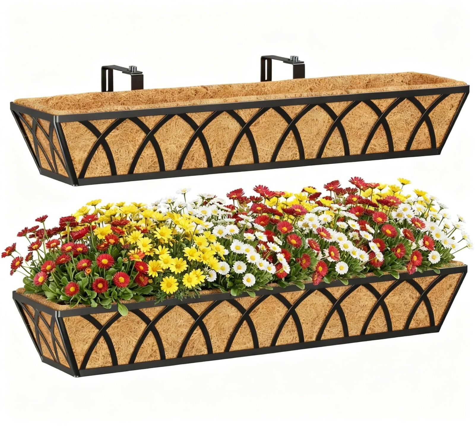 Adjustable 30-Inch Metal Railing Planter Box - 2 Pack for Balcony & Deck gallery